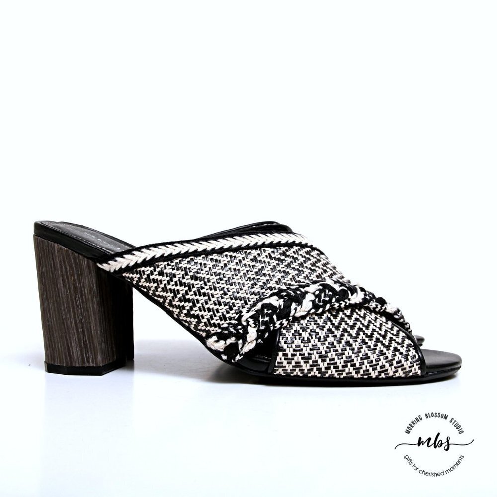 NWT Kelsi Dagger Brooklyn Cosmo Tweed Slide Block Heeled‎ Sandals